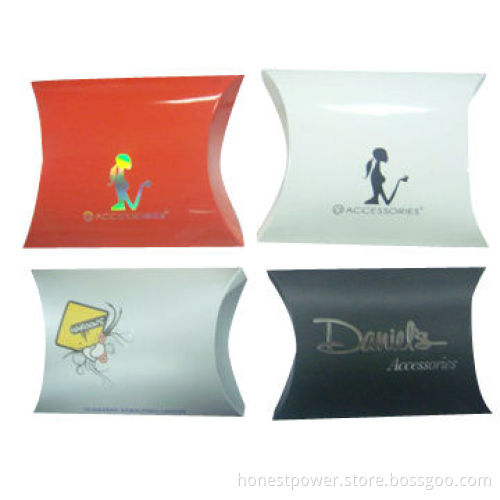 Pillow Boxes with Foil Stamped, Made of 350gsm Art Paper, Customized Sizes and Designs are Accepted